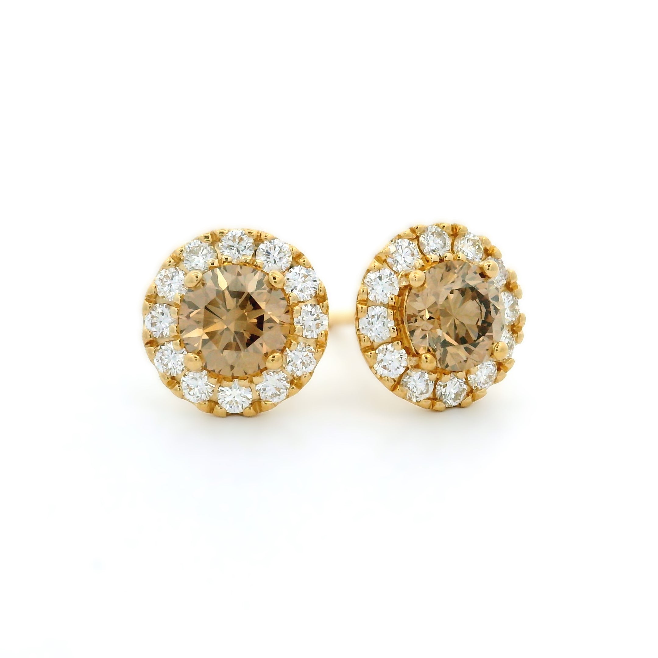 Halo Champagne Diamond Studs 1.40ct