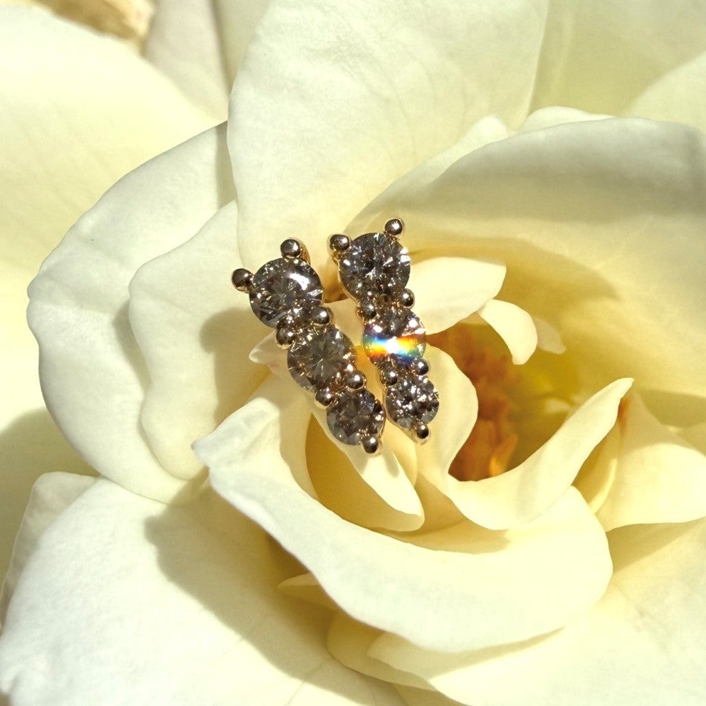 Graduating Champagne Diamond Earrings