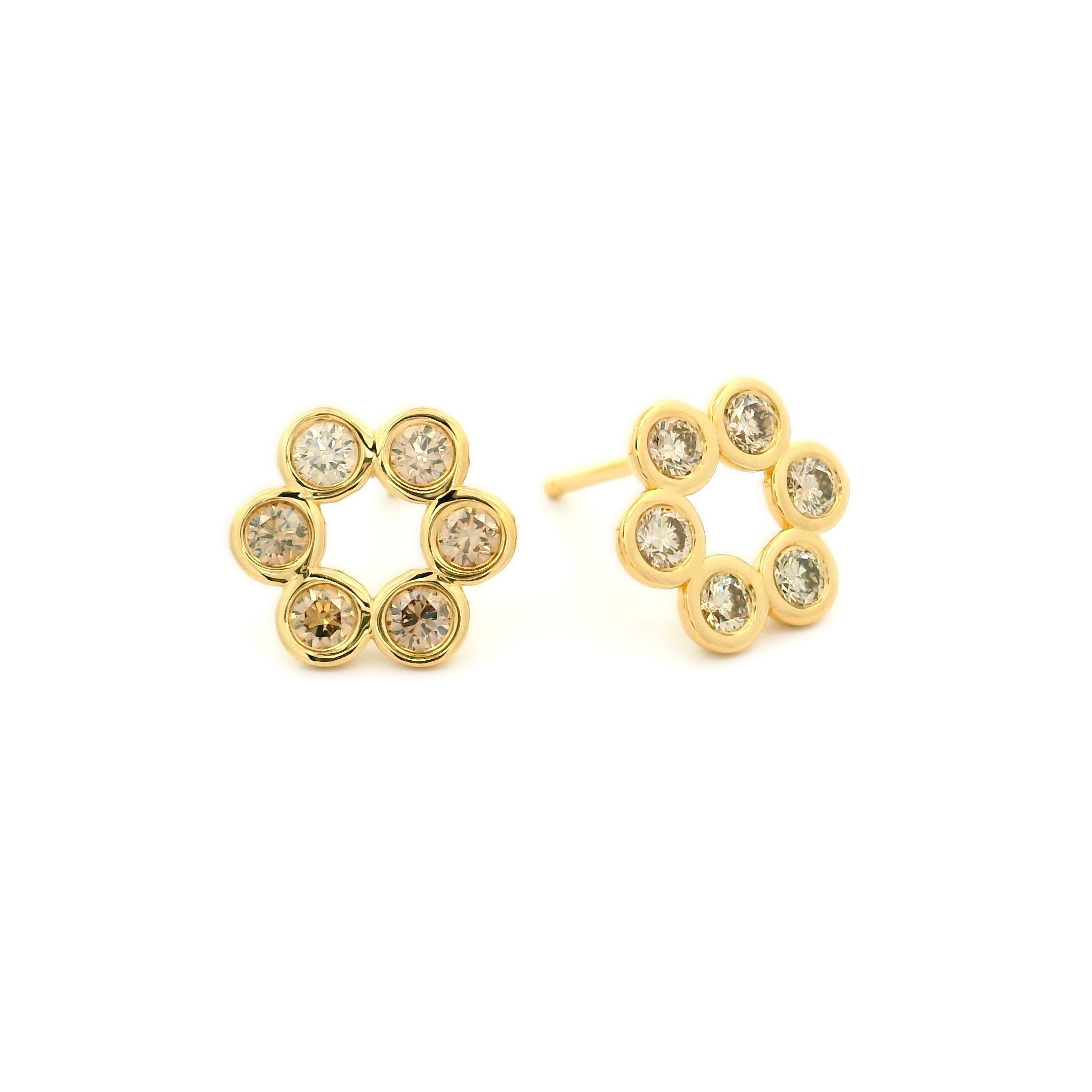 Bubble Circle Champagne Diamond Studs 0.50ct