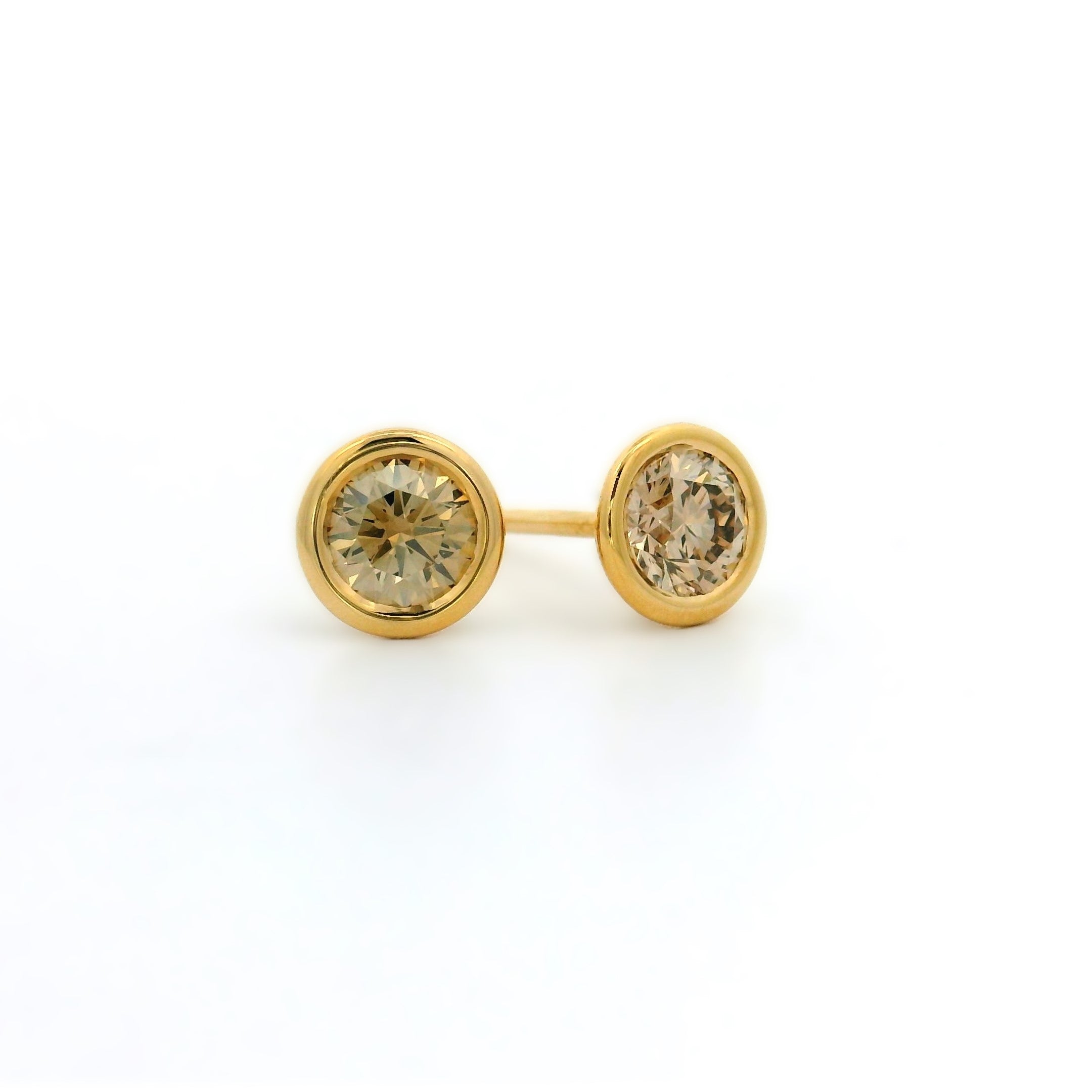 Bezel Set Champagne Diamond Studs 0.60ct