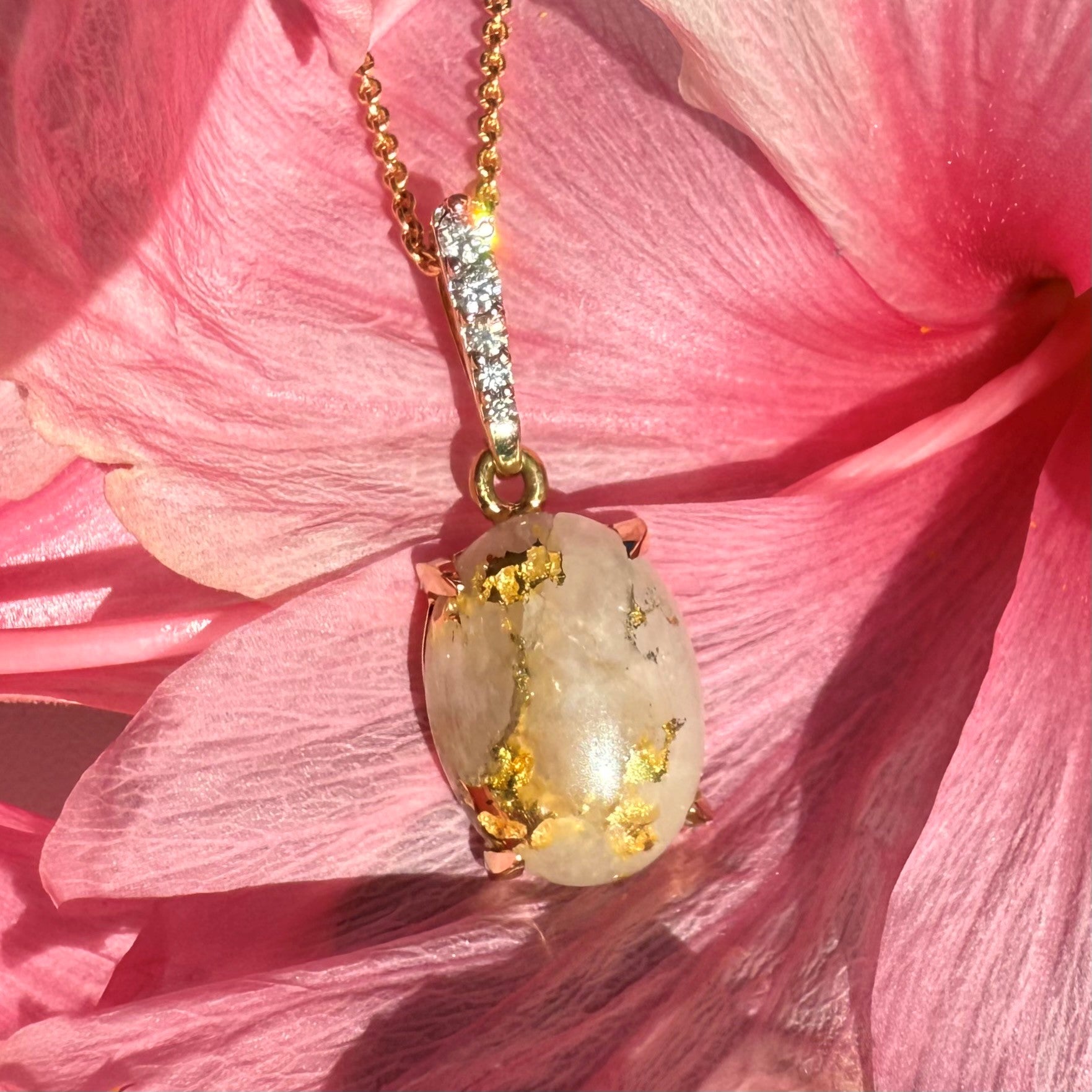 Oval Gold Quartz Pendant
