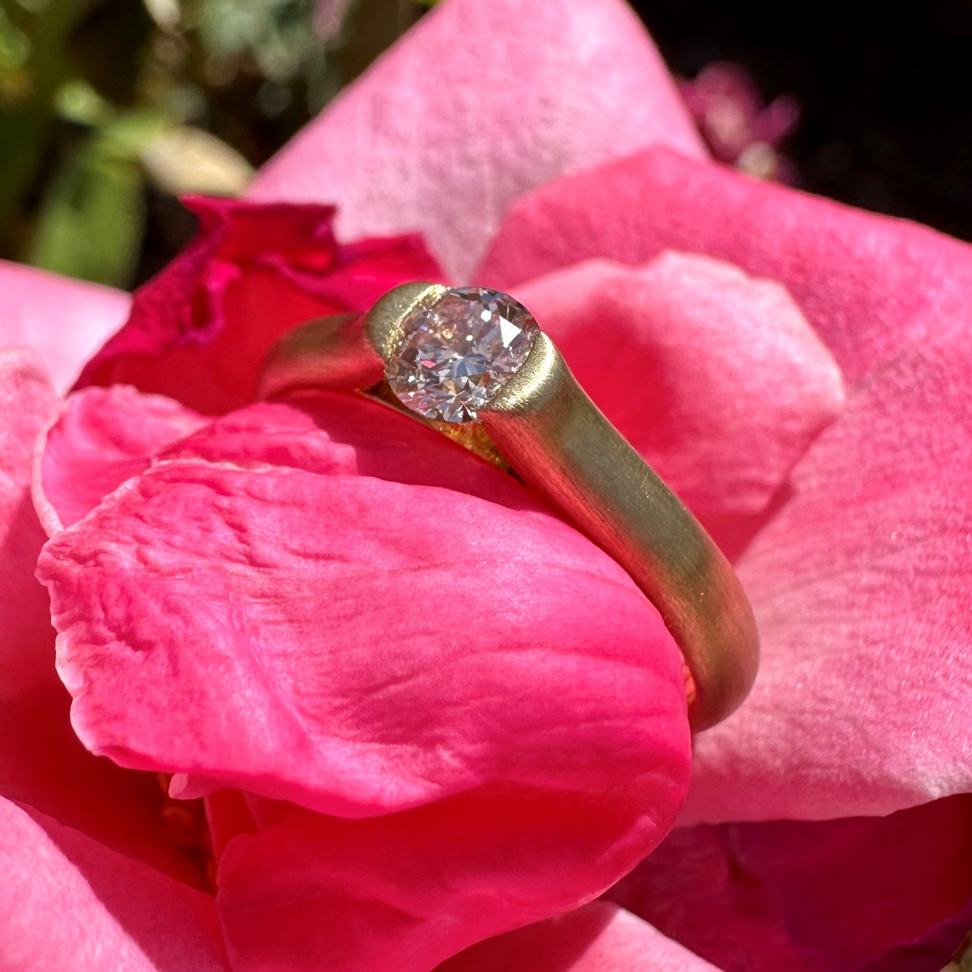 Floating Diamond Ring with Satin Finish