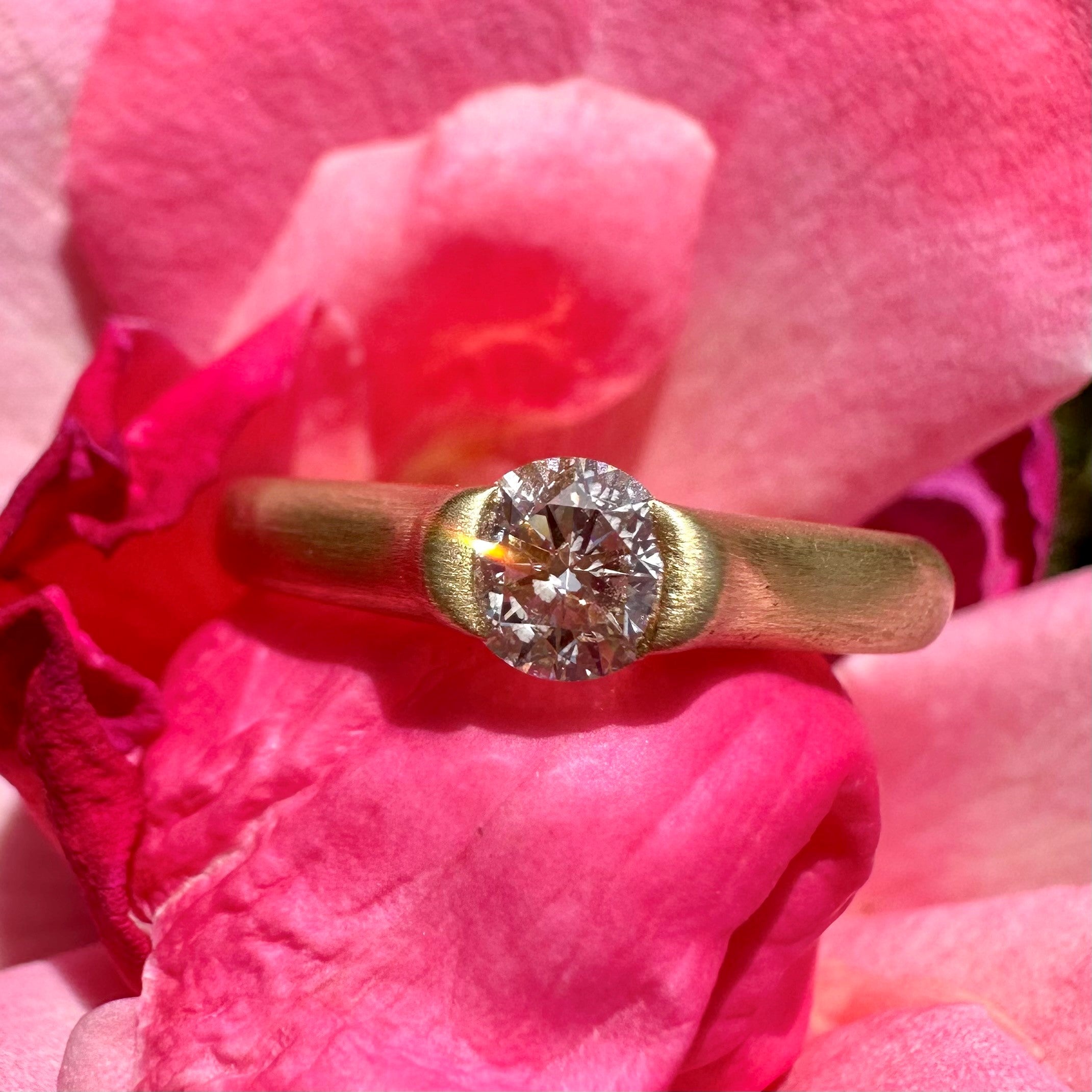 Floating Diamond Ring with Satin Finish